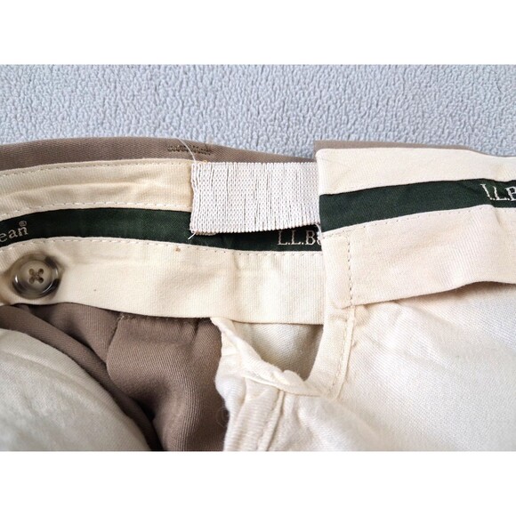 L.L. Bean Men’s Dress Pants 40x28 Tan Relaxed Fit 100% Polyester Pleated Front - Picture 14 of 16
